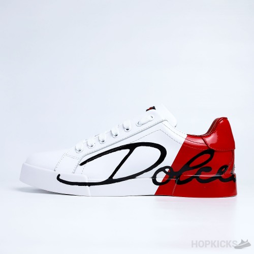 D&G White Red Portofino Sneakers